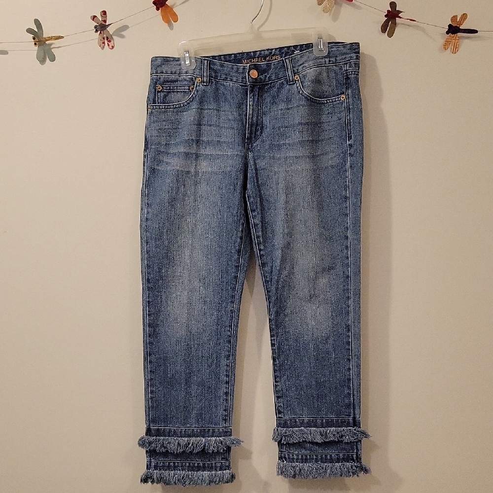 Women's Blue Frayed Hem Jeans